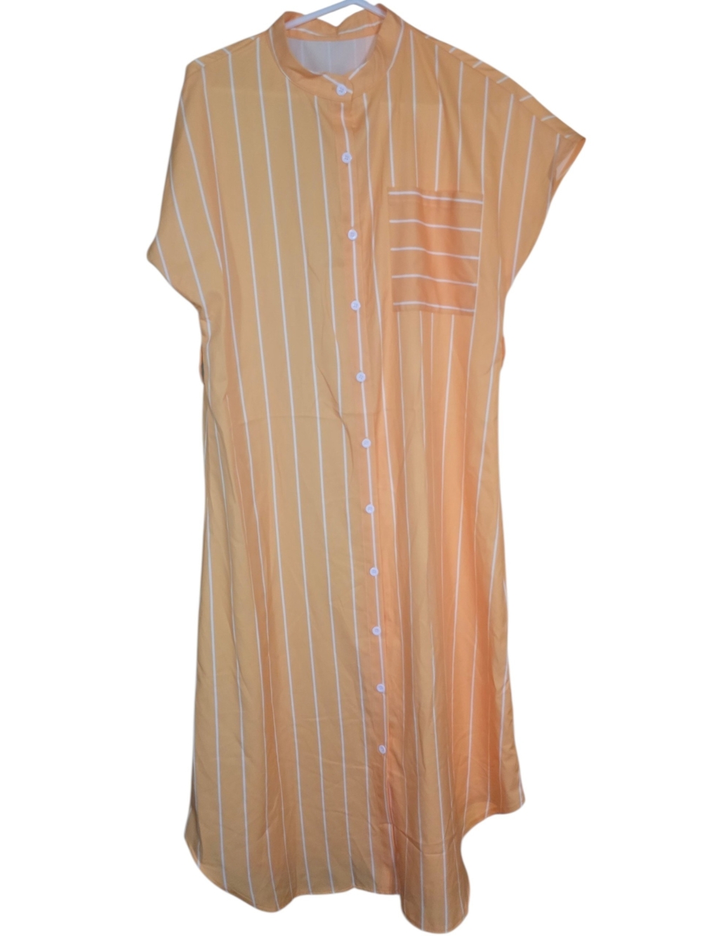 SHEIN Yellow and White Striped Button-Up Midi Dress
